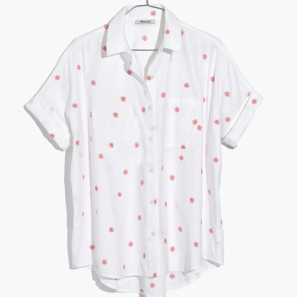 White size small madwell flower button up